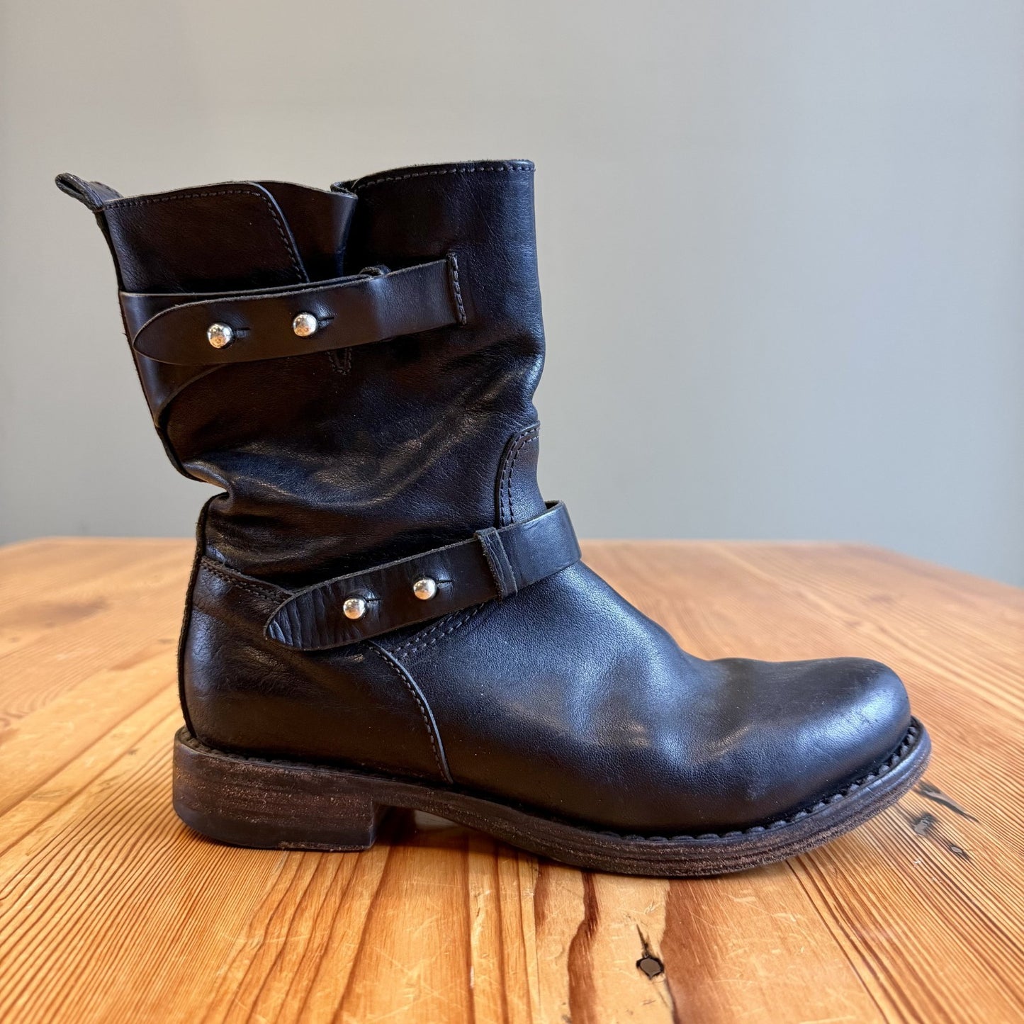 36.5 / 6.5 - Rag & Bone Black Moto Biker Ankle Bootie Leather Boots 1107AB