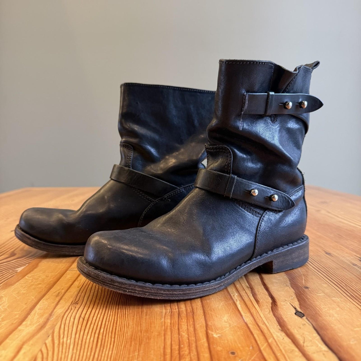 36.5 / 6.5 - Rag & Bone Black Moto Biker Ankle Bootie Leather Boots 1107AB