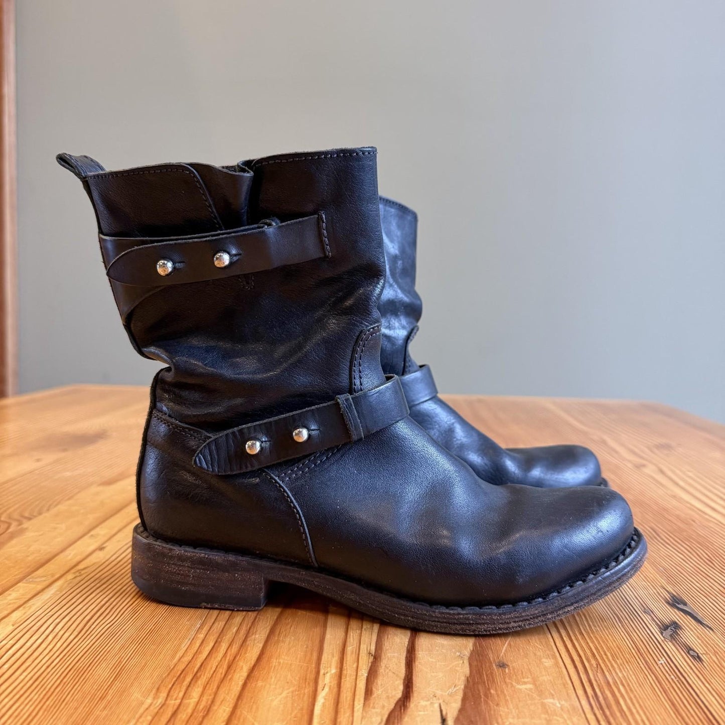 36.5 / 6.5 - Rag & Bone Black Moto Biker Ankle Bootie Leather Boots 1107AB