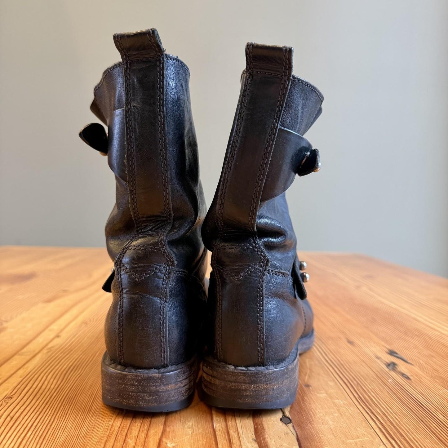 36.5 / 6.5 - Rag & Bone Black Moto Biker Ankle Bootie Leather Boots 1107AB