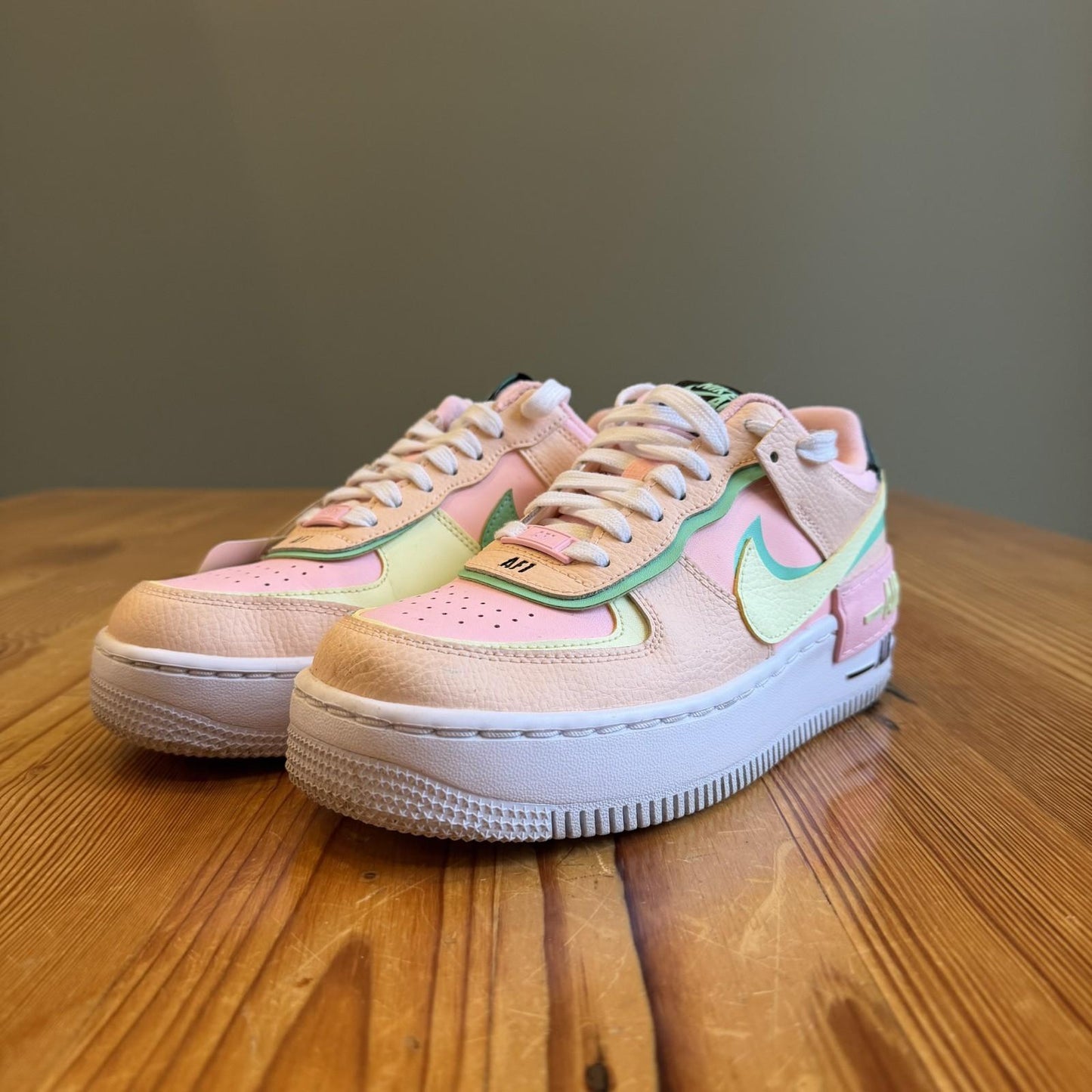 6. 5- Nike Pink Arctic Punch Womens Air Force 1 Shadow Sneakers Shoes 1106KS