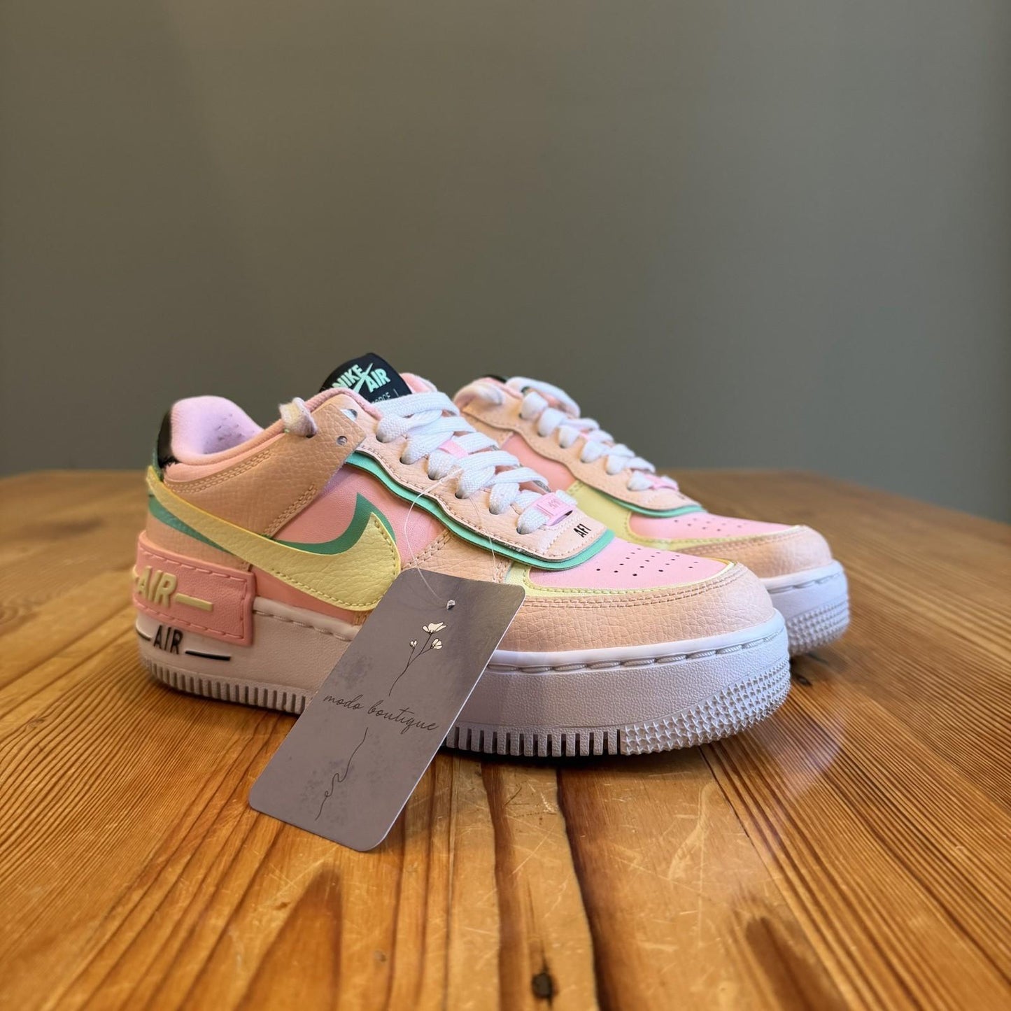 6. 5- Nike Pink Arctic Punch Womens Air Force 1 Shadow Sneakers Shoes 1106KS