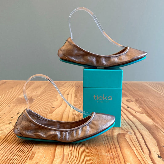6 - Tieks Gavrieli Bronze Foldable Leather Ballet Flats Shoe w/ Box & Bag 1107MJ