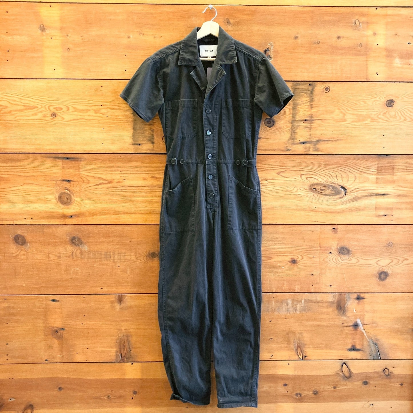 XS - Pistola Black Grover Field Suit Short Sleeve Womens Cotton Jumpsuit 3333MC