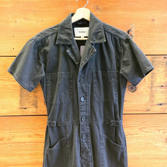 XS - Pistola Black Grover Field Suit Short Sleeve Womens Cotton Jumpsuit 3333MC