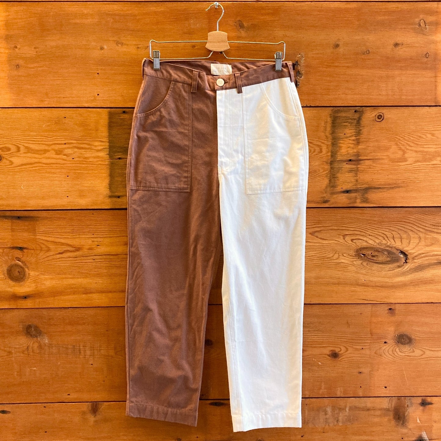 4 - Soluna Collective Brown White Two Tone High Rise Pants 0312KP