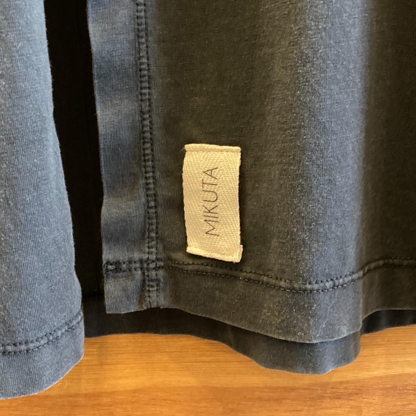 XS - Mikuta Faded Black Longsleeve Side Slit Cotton Lycocel Dress 0224DM