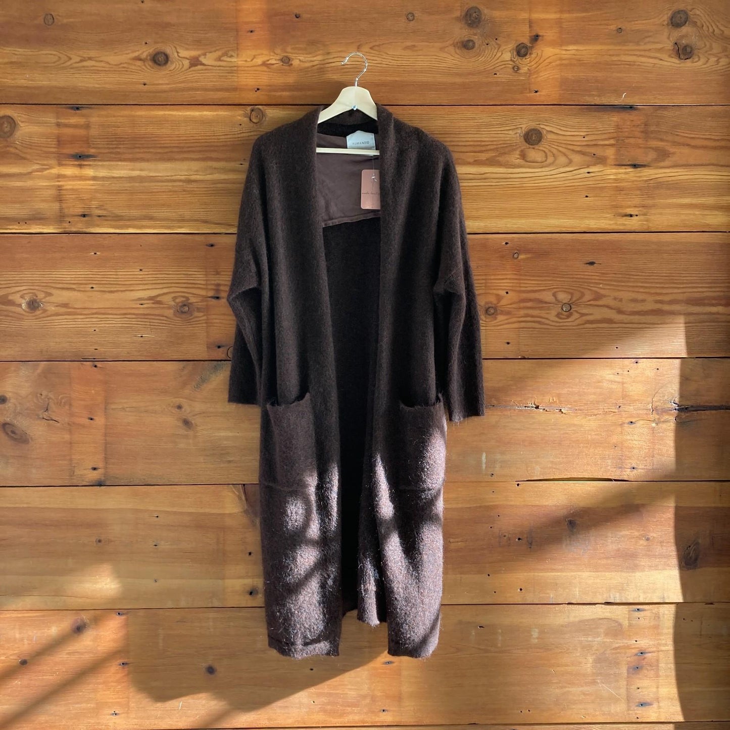M - Humanoid Dark Brown Wool Mohair Blend Long Tie Waist Cardigan Sweater 4427SC