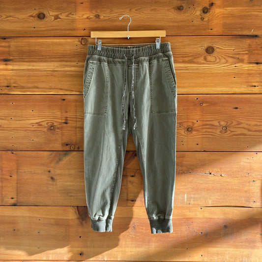3 / L - James Perse Army Green Contrast Panel Drawstring Joggers Pants 4427SC