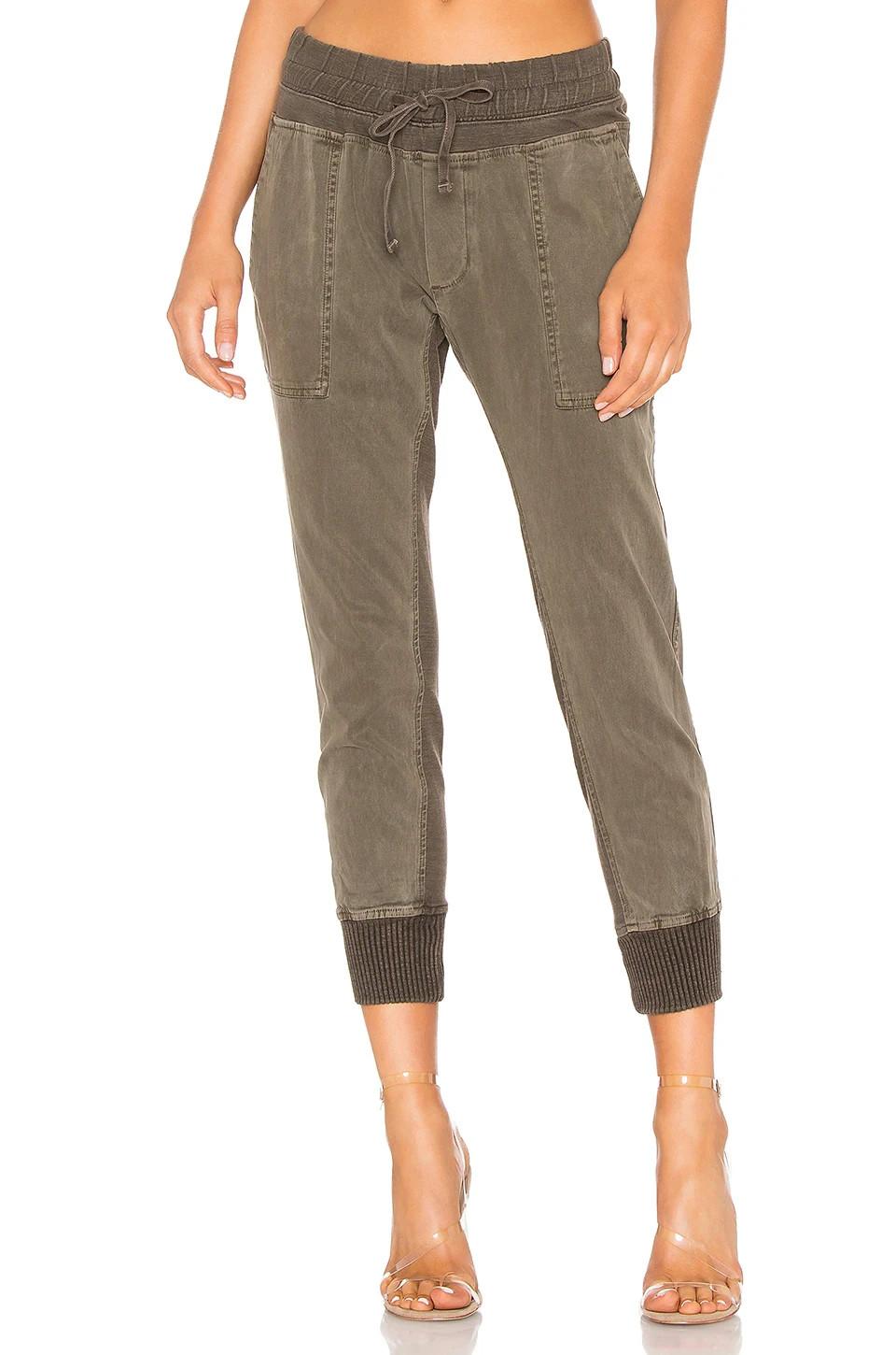 3 / L - James Perse Army Green Contrast Panel Drawstring Joggers Pants 4427SC