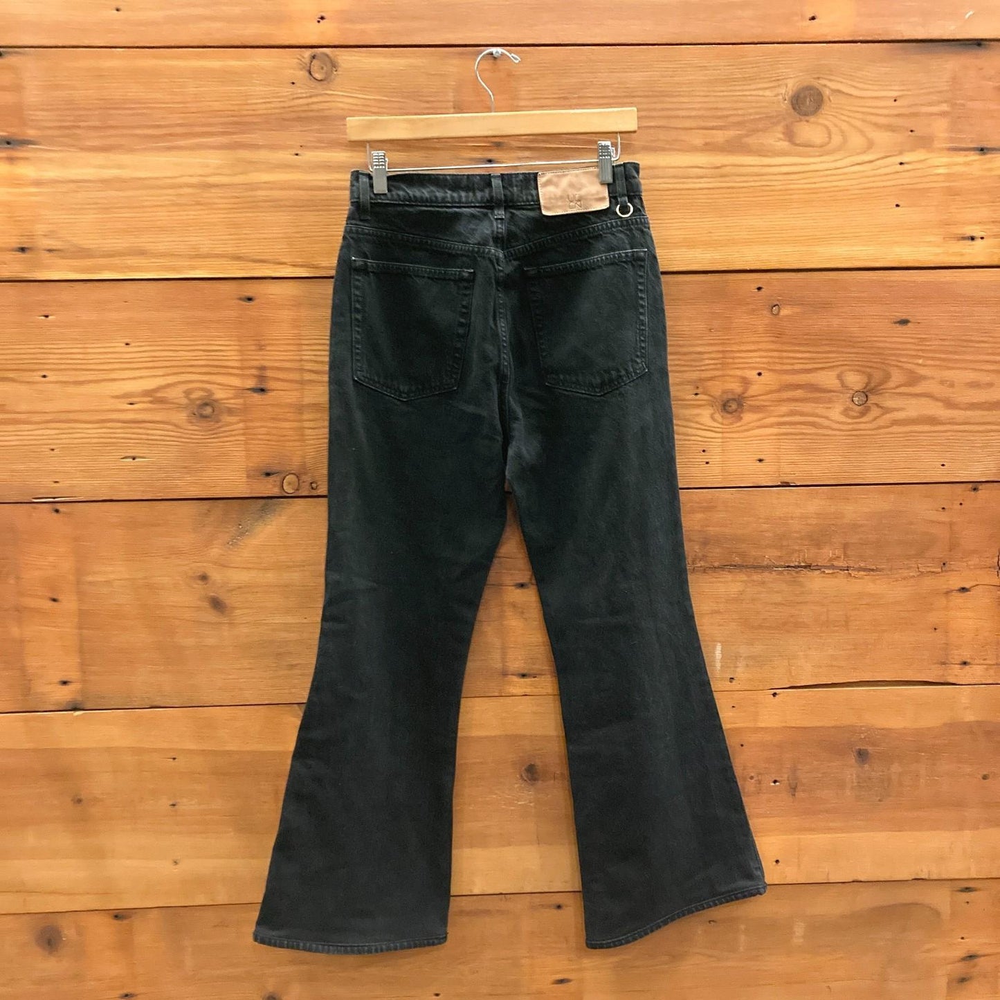 28- Ulla Johnson $420 Black Button Fly The Lou Kick Flare High Rise Jeans 0305JB