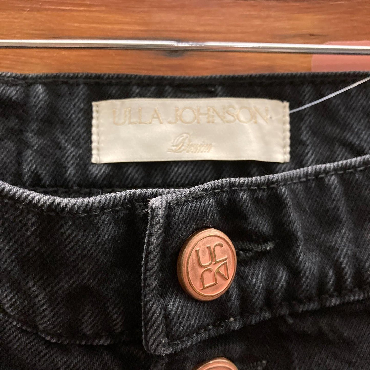 28- Ulla Johnson $420 Black Button Fly The Lou Kick Flare High Rise Jeans 0305JB