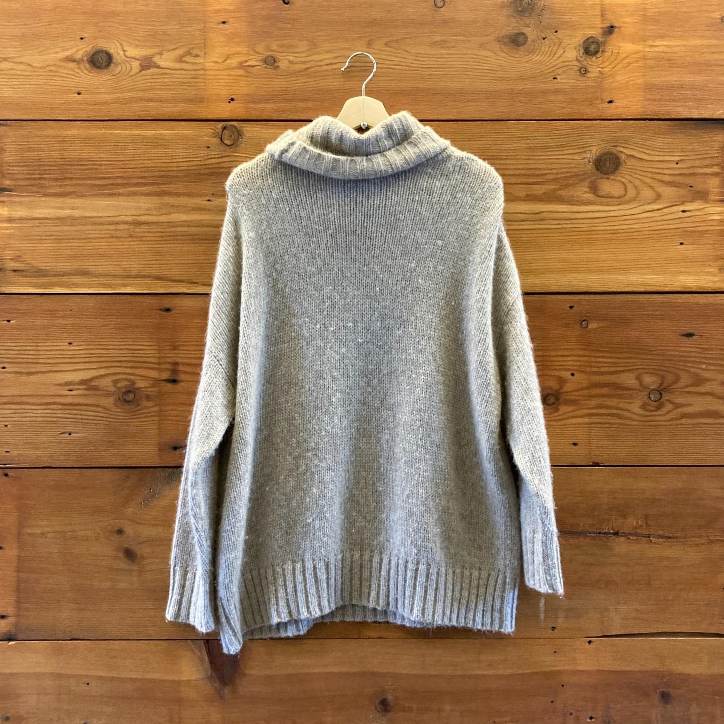 S - Jenni Kayne Oatmeal Cocoon Baby Alpaca Blend Turtleneck Sweater 0916VB