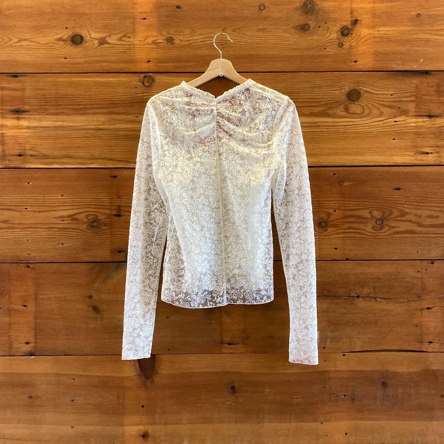 M - Intimately Free People White Lace Turning Heads Long Sleeve Cami Set 1117DB