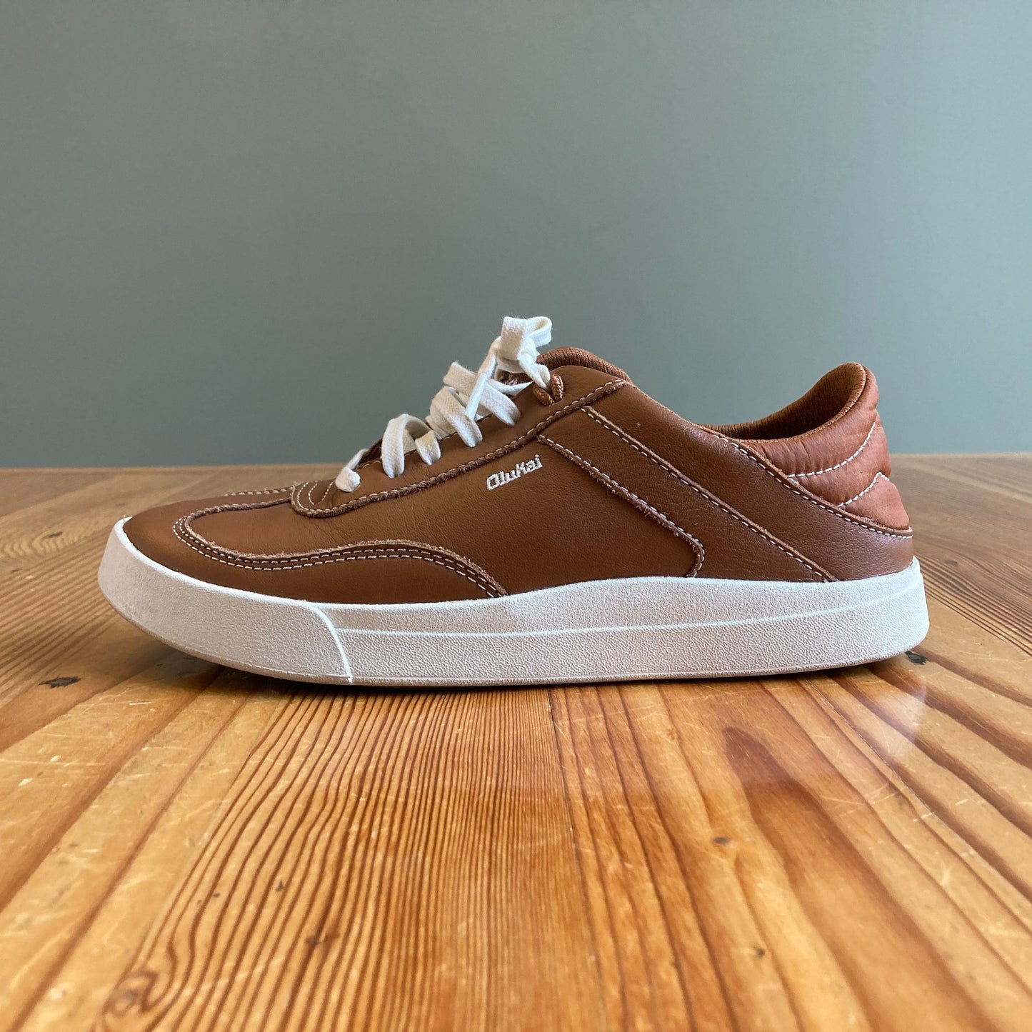 7.5 - Olukai Brown Leather Ha'upu Womens Sneakers Shoes 0607AO