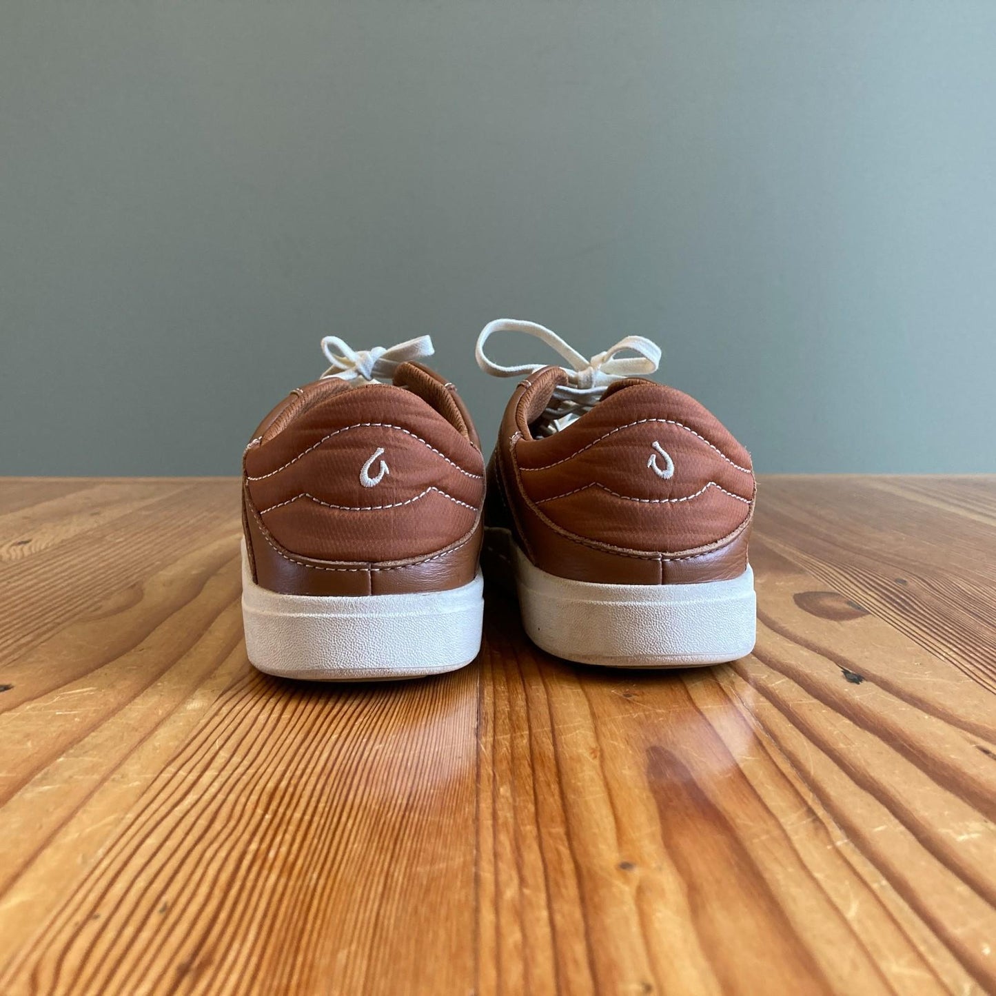 7.5 - Olukai Brown Leather Ha'upu Womens Sneakers Shoes 0607AO