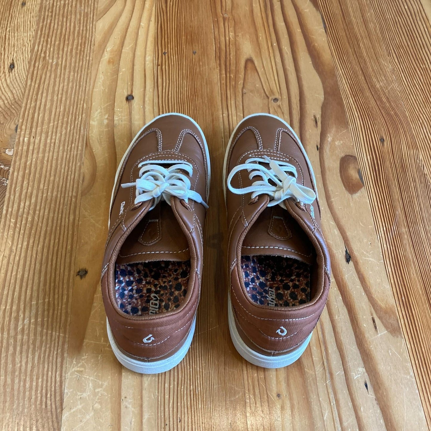 7.5 - Olukai Brown Leather Ha'upu Womens Sneakers Shoes 0607AO