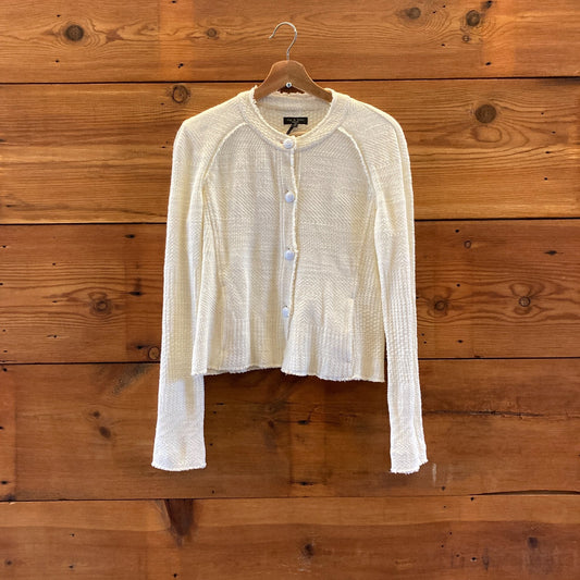 10 - Rag & Bone Ivory White Patchwork Knit Button Up Cardigan Sweater 0721DK