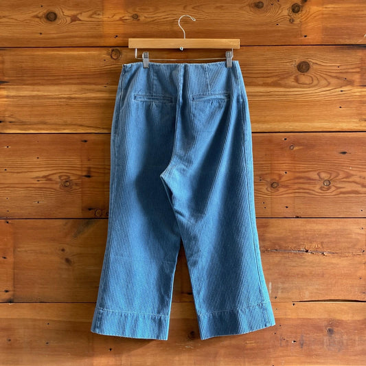 6 - Caron Callahan Blue Texture Stitched Denim Cropped Jeans 0410KB