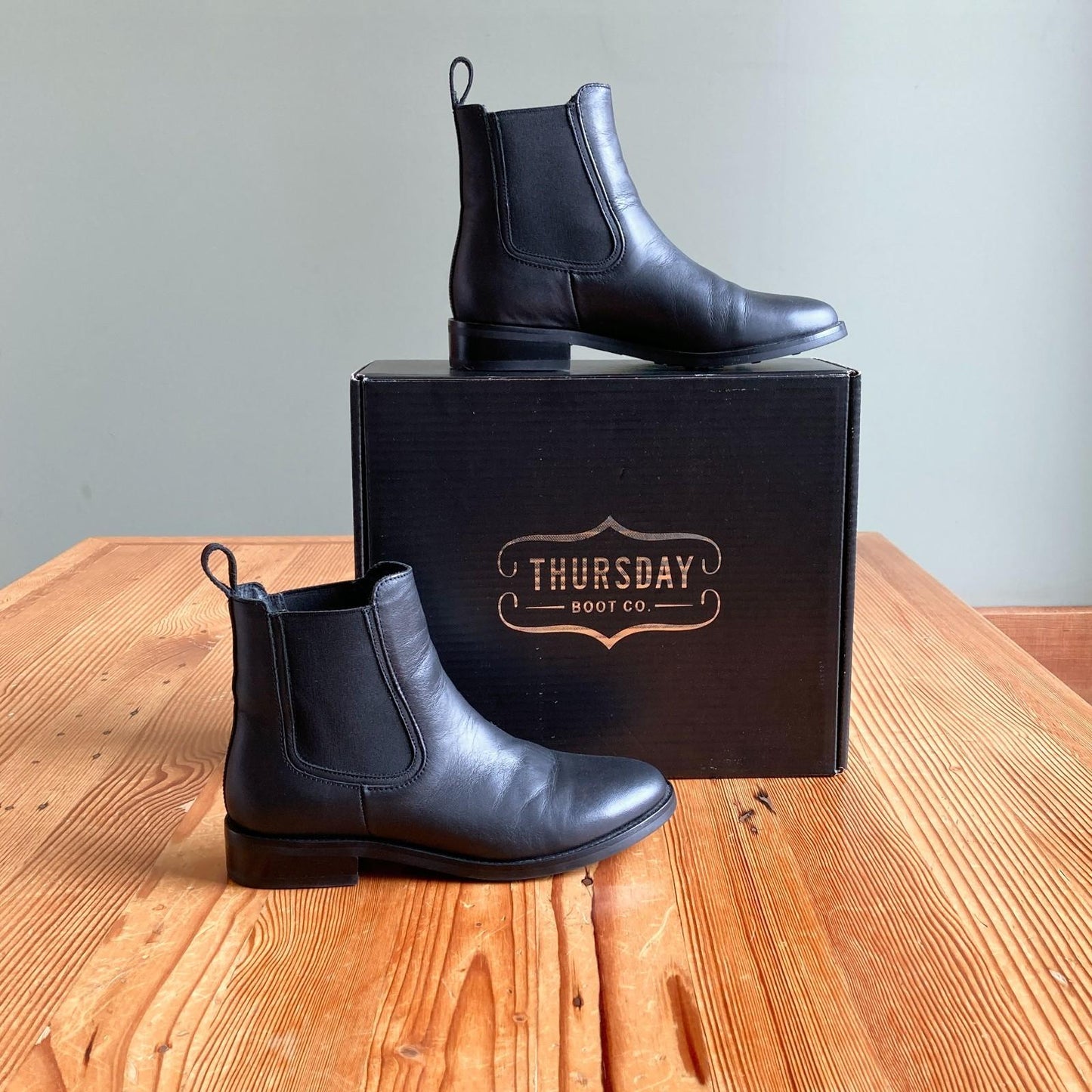 8.5 - Thursday $160 Black Leather Chelsea Duchess Ankle Boots NEW w/ Box 0908LB