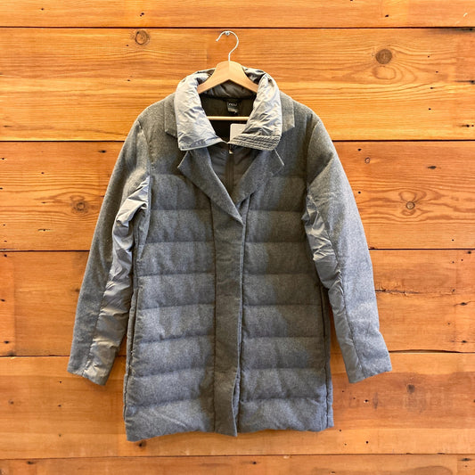L - NAU Gray Recycled Wool Down Insulated Parka Long Winter Jacket Coat 0921HG