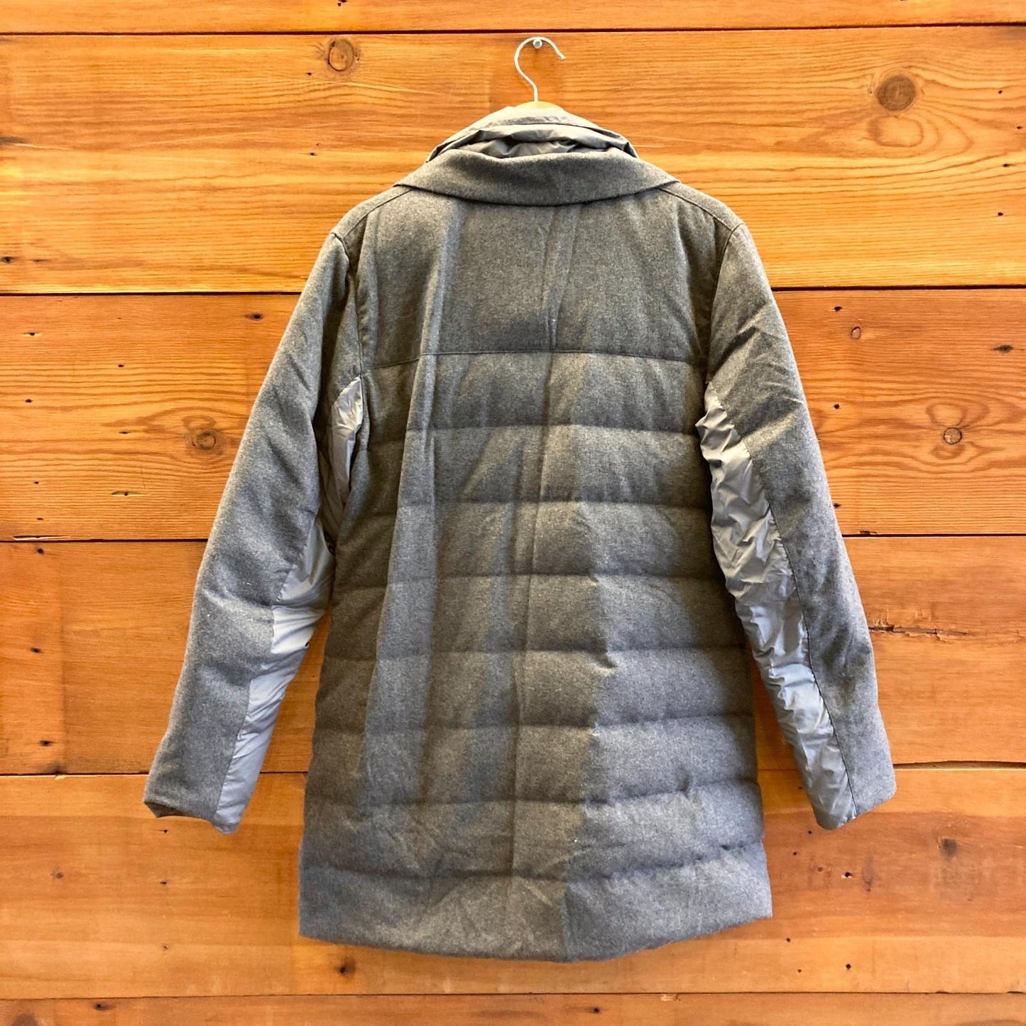 L - NAU Gray Recycled Wool Down Insulated Parka Long Winter Jacket Coat 0921HG