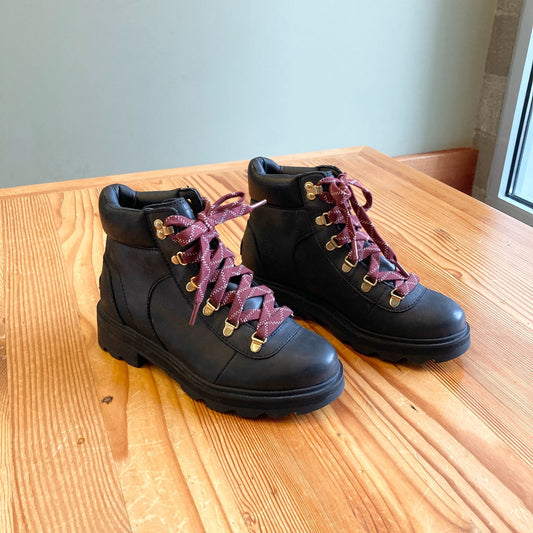 8 - Sorel Black Leather Waterproof NEW Lennox Hiker Boots 0523HS