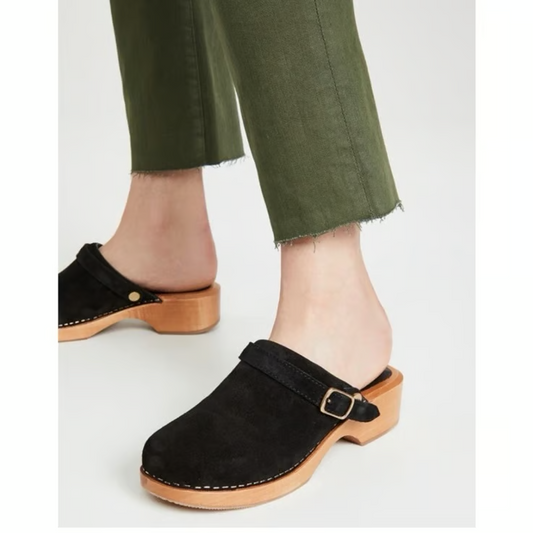 41 / 10.5 - Re/Done $145 Black Suede Italy 70's Classic Clogs Shoes EUC 1124TA