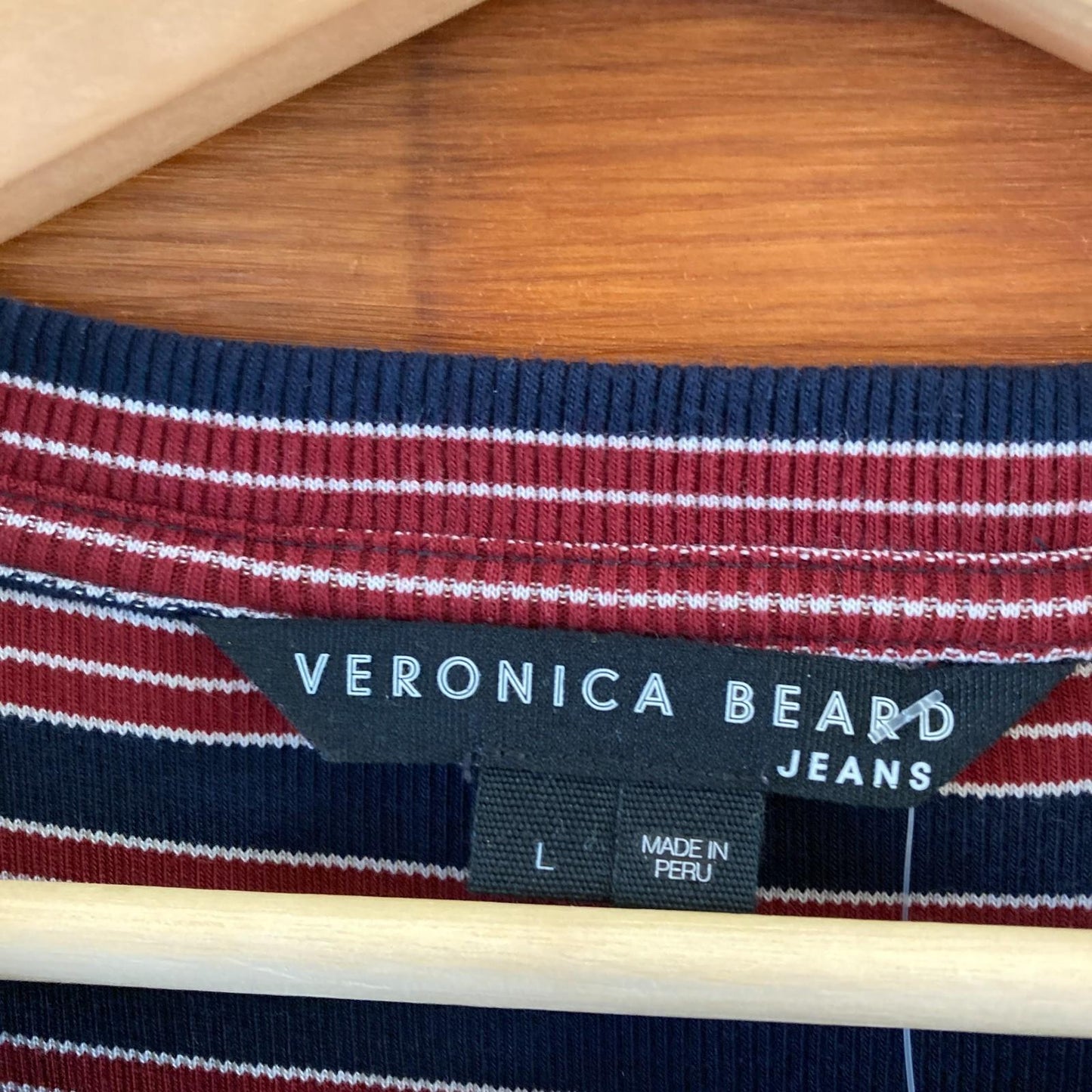 L - Veronica Beard Navy Stripes Puff Sleeve Britney Long Sleeve Top 0205BS