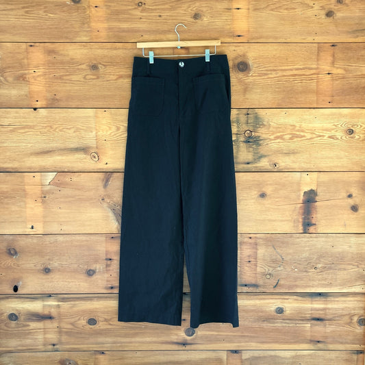 31T / 31 Tall - Maeve Anthropologie Black Colette Cropped Wide Leg Jeans 1029ML