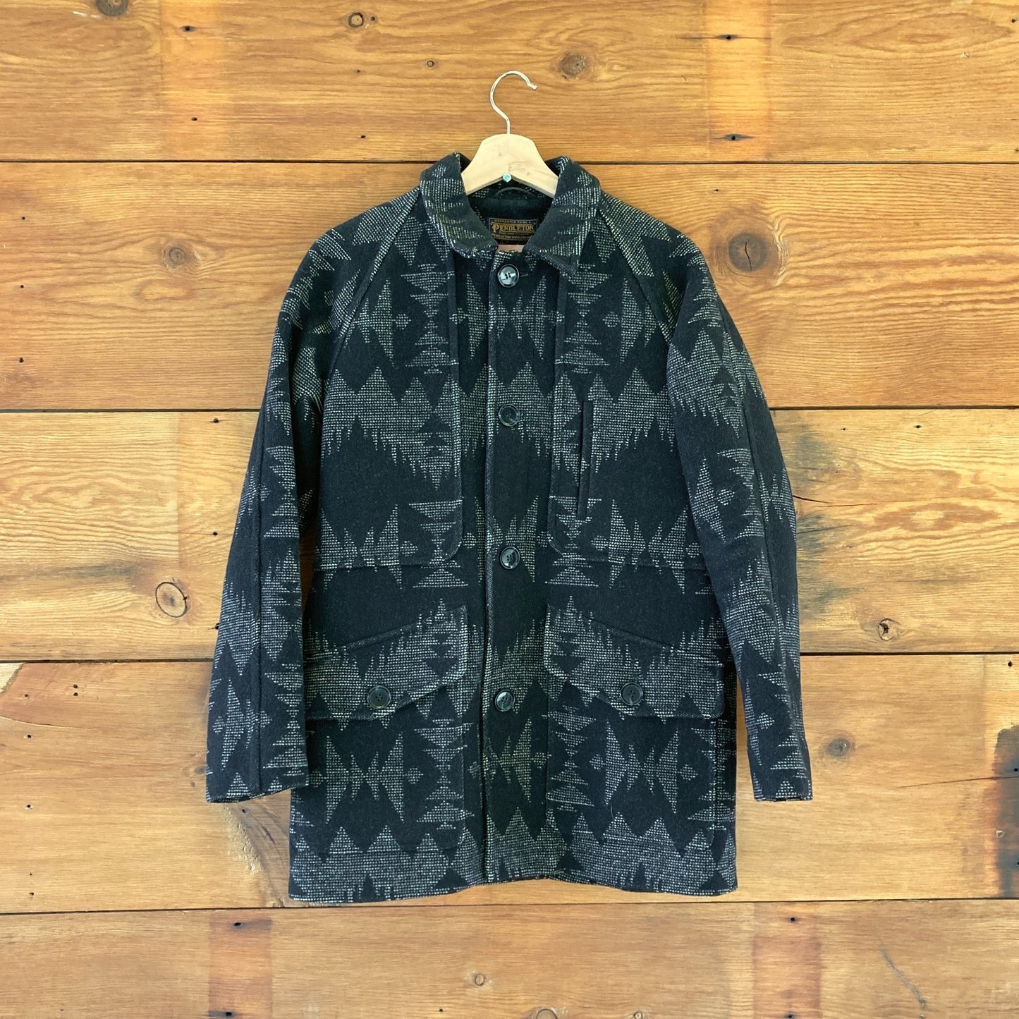 S Mens - Pendleton Portland Collection Black Chimayo Wool Jacket Coat 0813CP