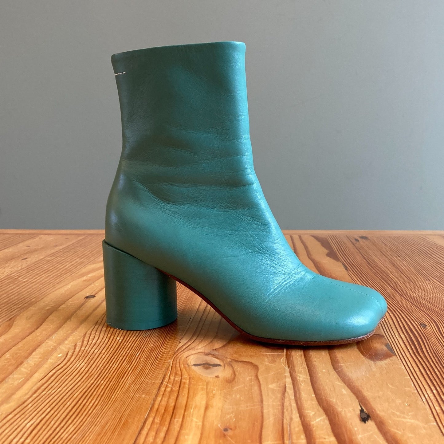 36 / 6 - MM6 Maison Margiela $590 Green Leather Heeled Ankle Boots 0102JM