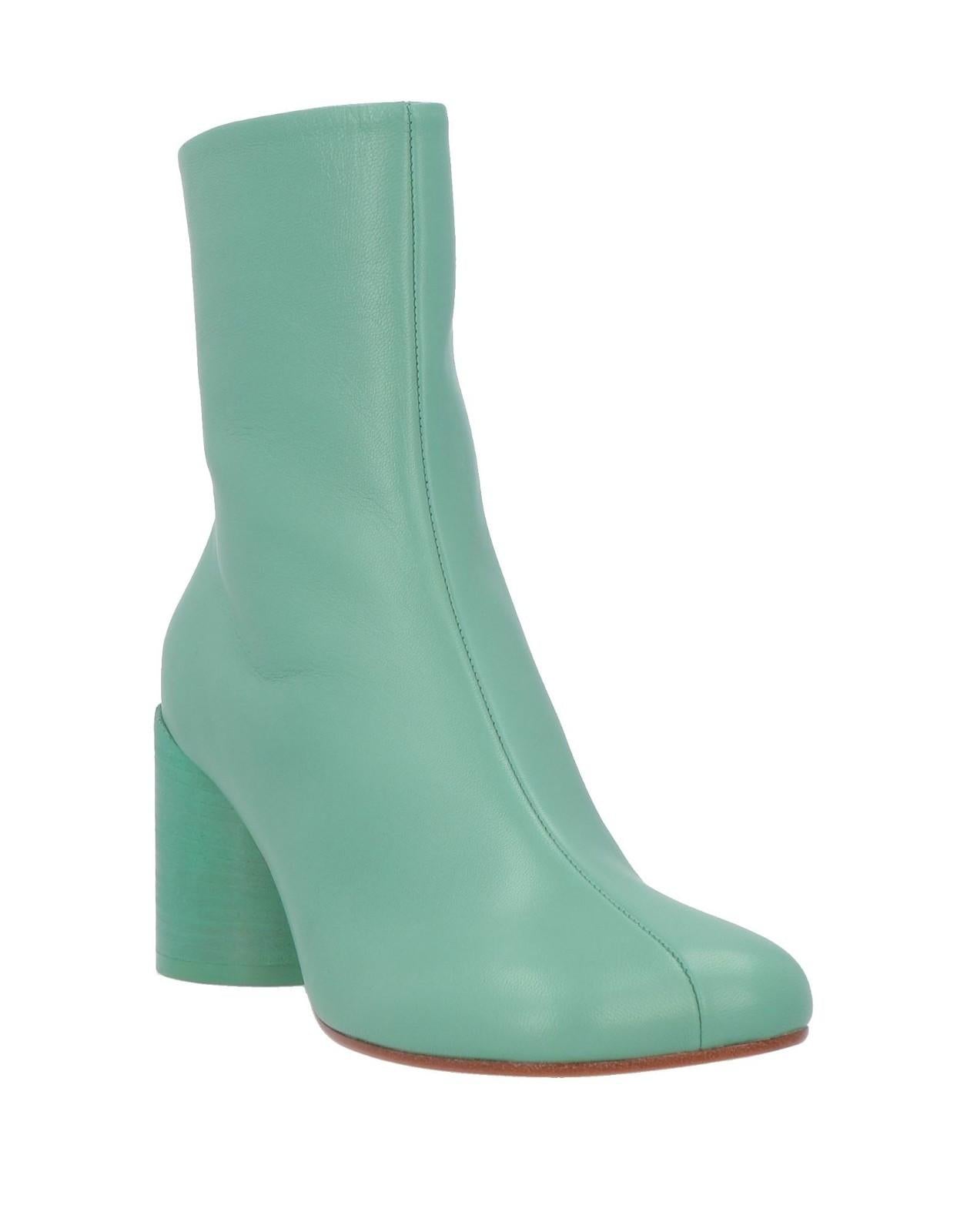36 / 6 - MM6 Maison Margiela $590 Green Leather Heeled Ankle Boots 0102JM