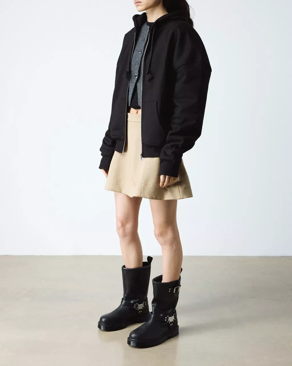 9 - Dr Martens Black Leather Anistone Hi Wanama Biker Boots NEW w/ Box 0425SV