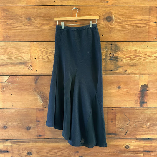 M - Comme des Garcons Made in Japan 100% Wool Midi Sheer Panel Skirt 1204KS