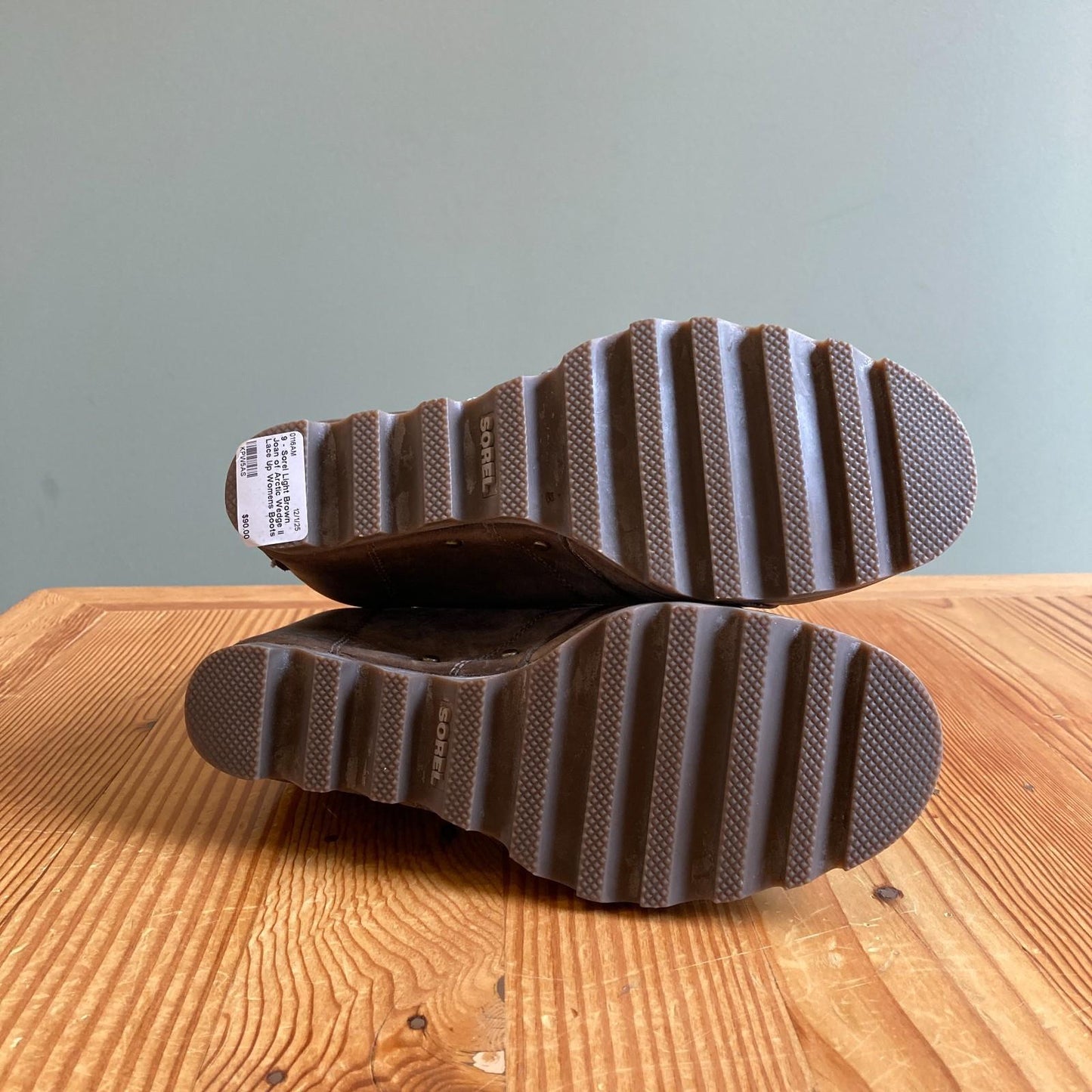 9 - Sorel Light Brown Joan of Arctic Wedge II Lace Up Womens Boots 0116AM