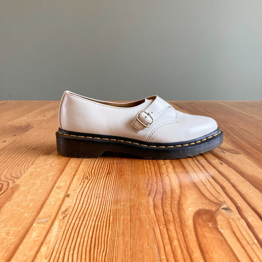 37 / 6 - Dr. Martens Smooth White Leather Agnes Pointed Monk Strap Shoes 1203TR