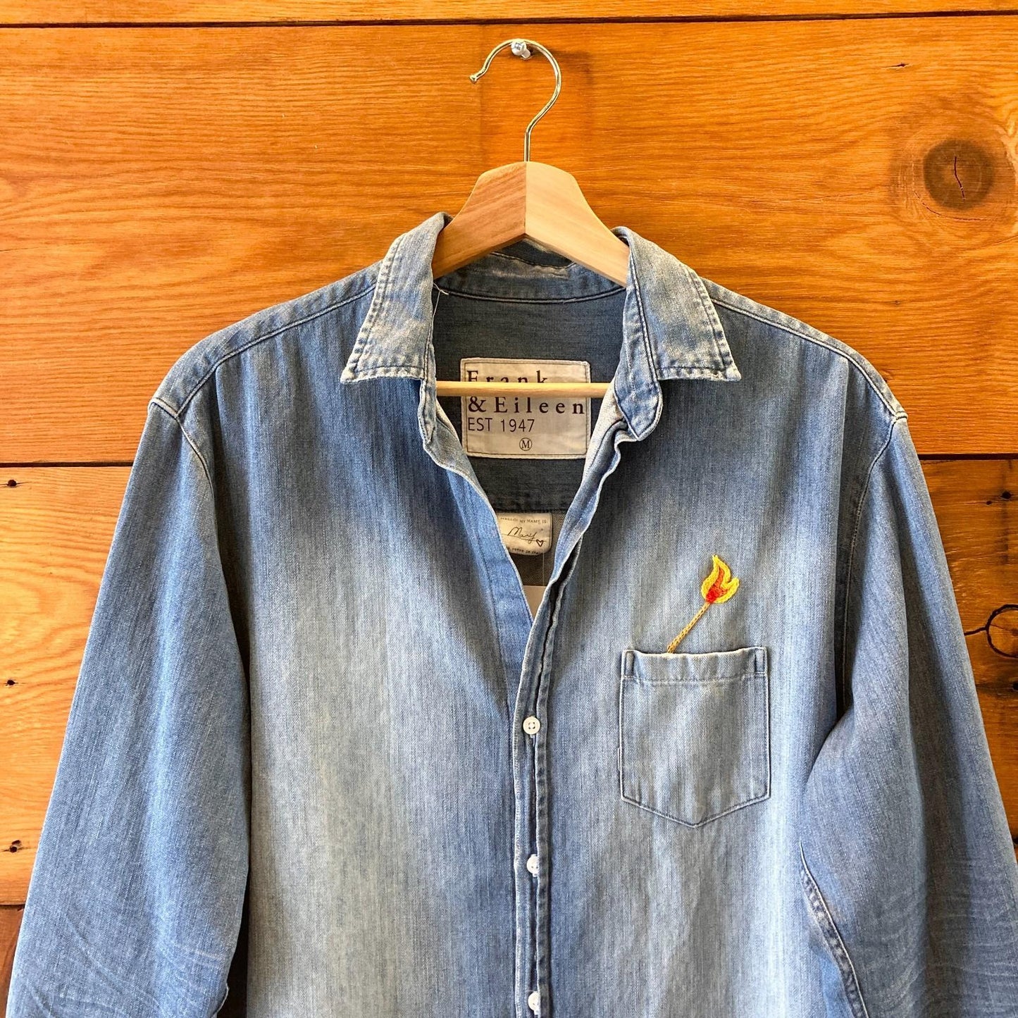 M - Frank & Eileen Distressed Vintage Wash Denim $328 Mary Casual Dress 0503MC