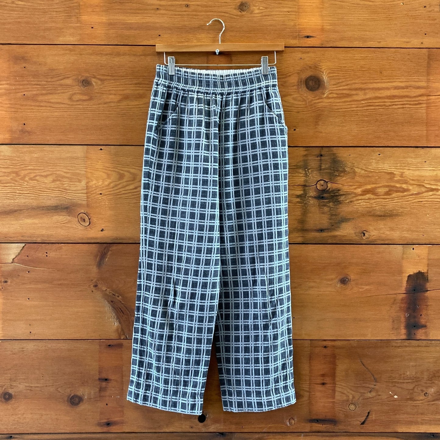 S - Ace & Jig Blue Plaid Wide Leg Great Tourist Textile Pants 0223LA