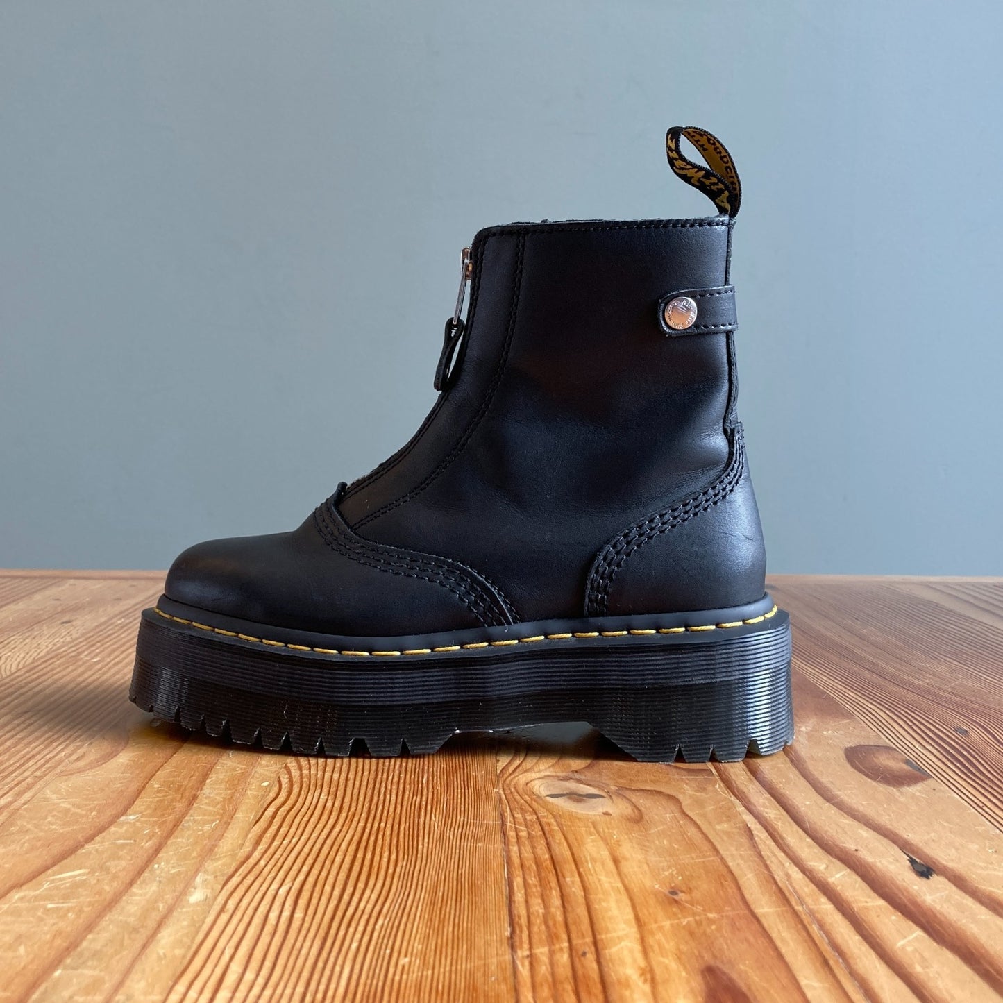 37 / 6 - Dr. Martens Black Jetta Zippered Sendel Leather Platform Boots 0312IG