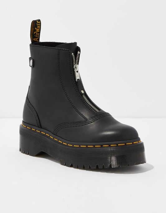37 / 6 - Dr. Martens Black Jetta Zippered Sendel Leather Platform Boots 0312IG
