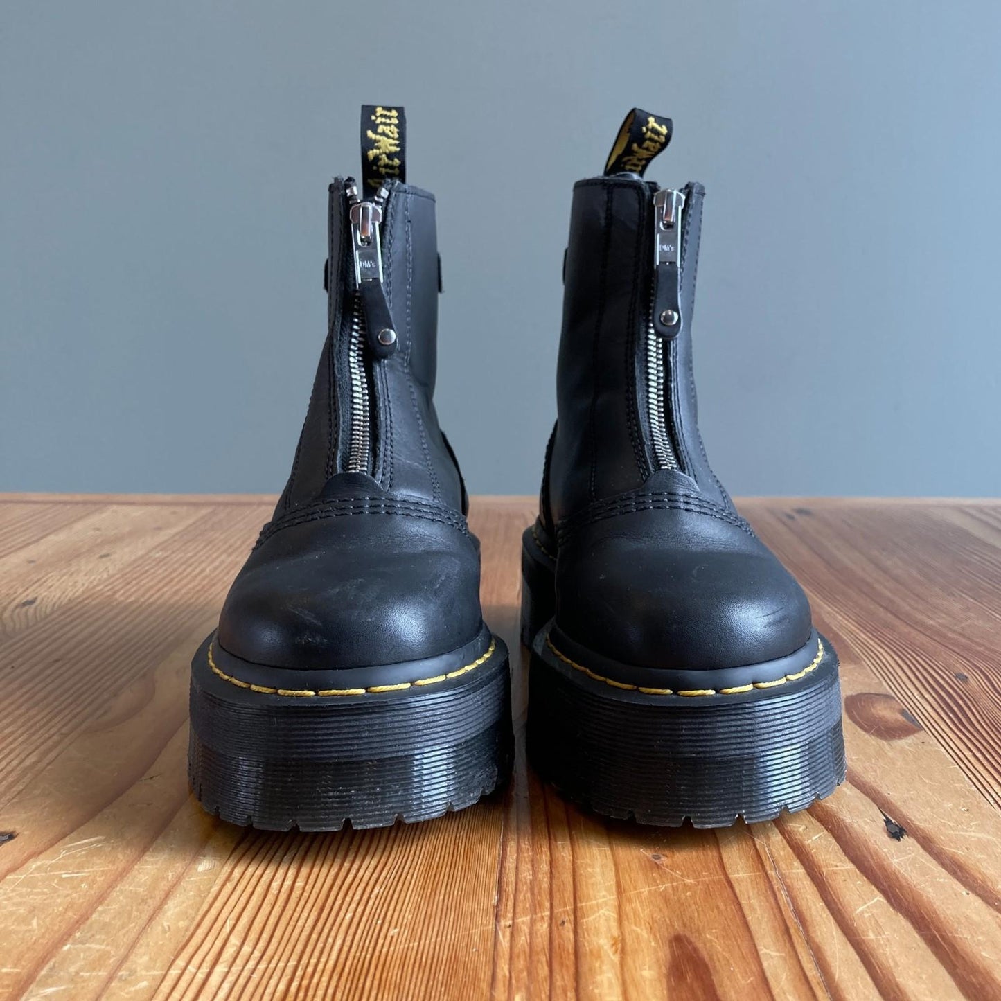 37 / 6 - Dr. Martens Black Jetta Zippered Sendel Leather Platform Boots 0312IG