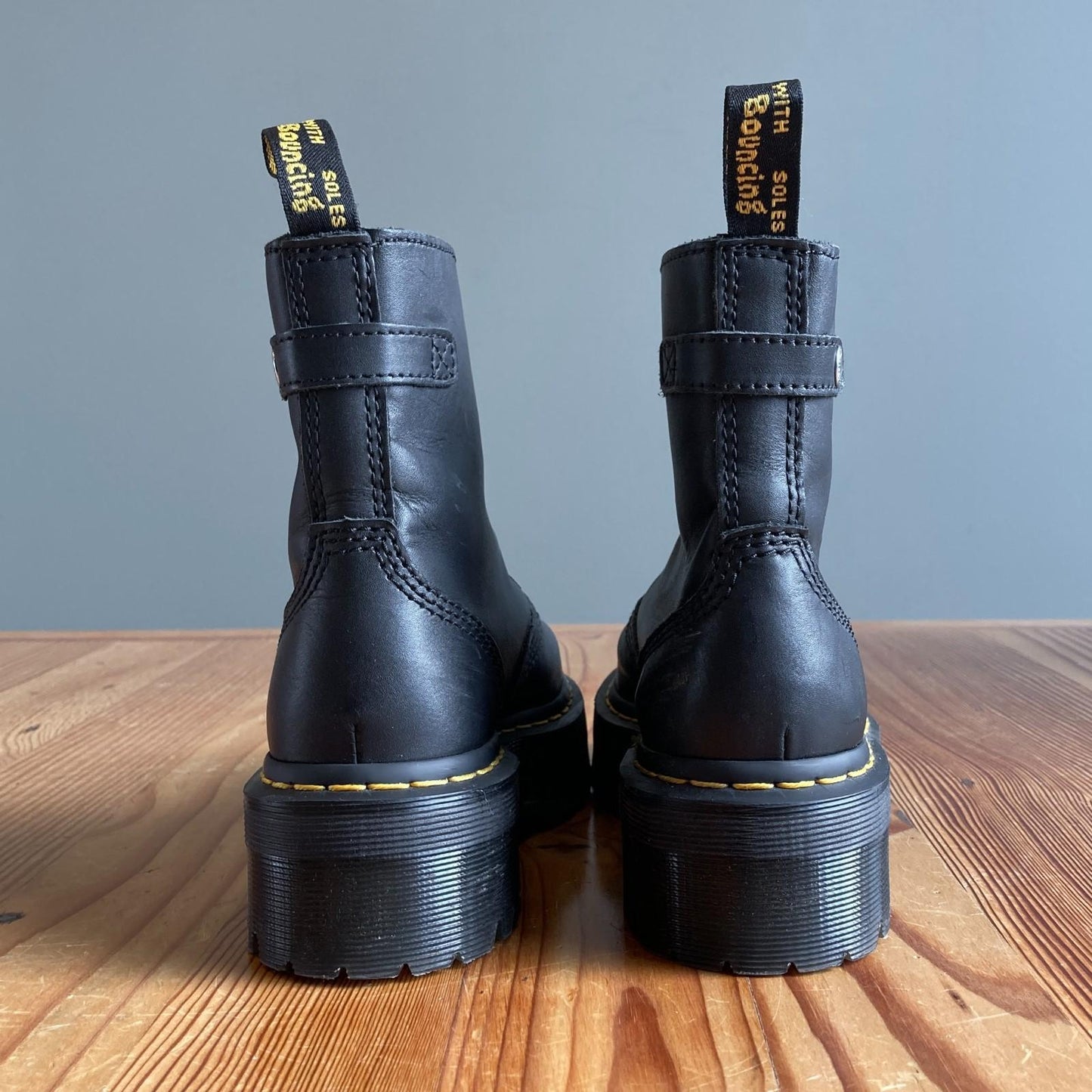 37 / 6 - Dr. Martens Black Jetta Zippered Sendel Leather Platform Boots 0312IG