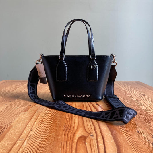 Marc Jacobs Black NEW Small Tradmarc Tote Satchel Crossbody Bag 0607AB