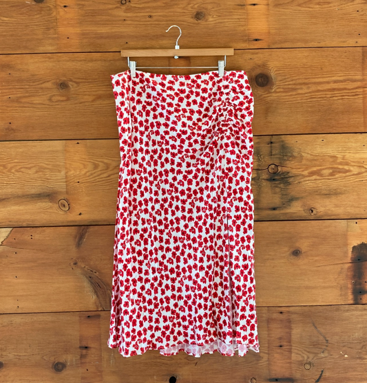 XL Petite - Maeve Anthropologie NEW Red White Mel Floral Print Skirt 1215KM