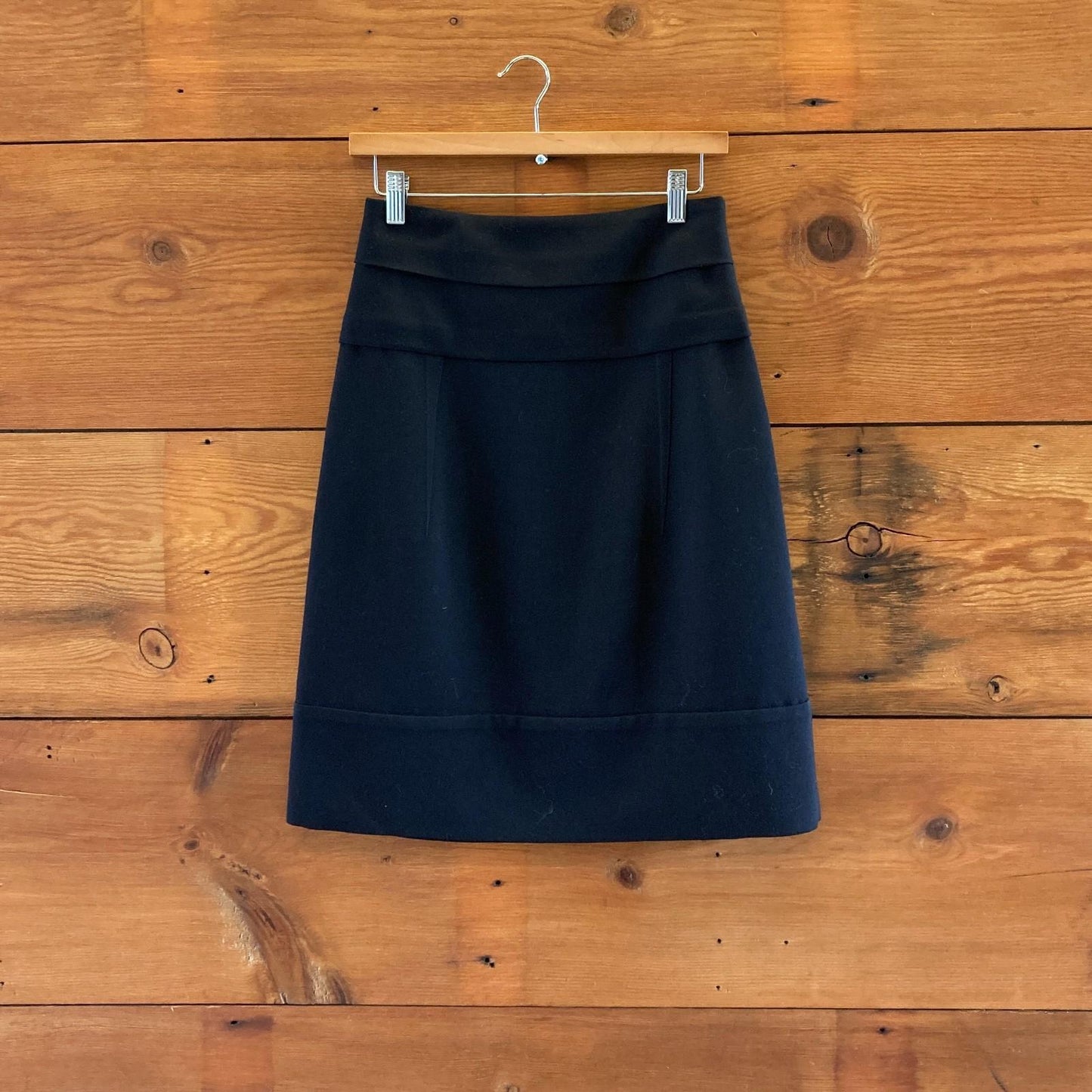 40 / 4 US - Marni Black 100% Lambs Wool High Waisted Knee Length Skirt 1209SH