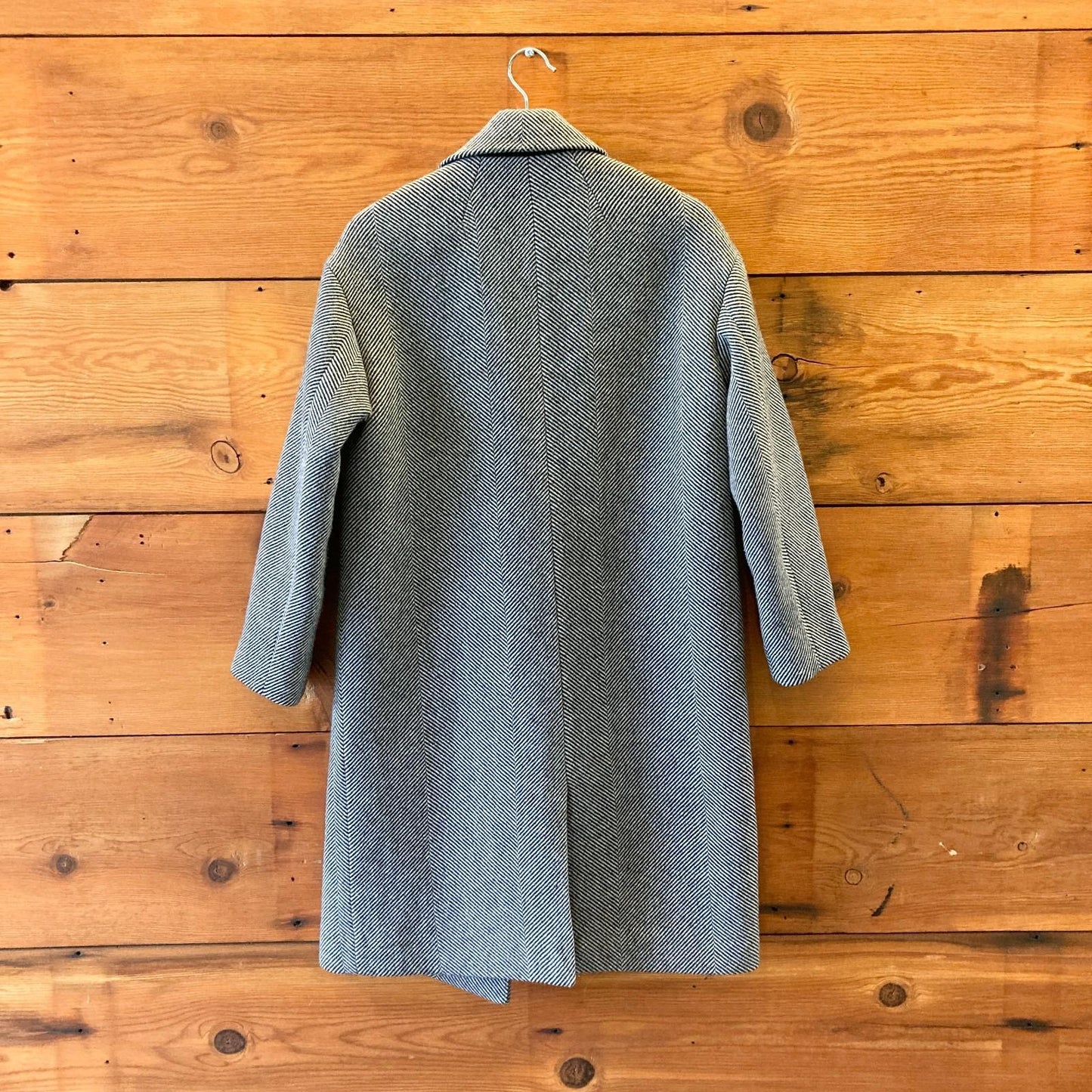 XXS - Madewell Black White Herringbone Averdon Wool Insuluxe Fabric Coat 0106KL