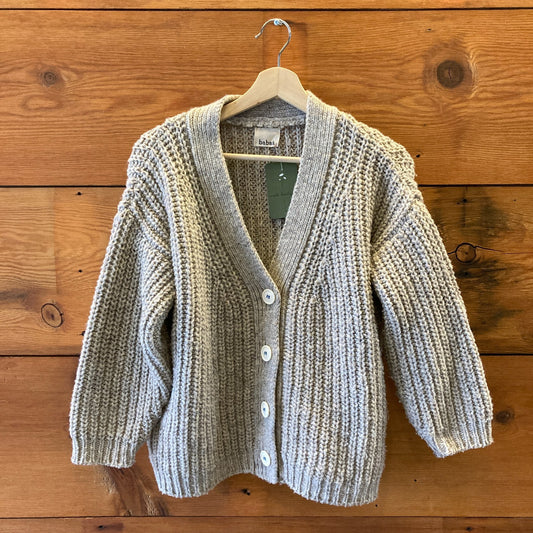 O/S - Babaa Light Gray Babaa Womens V-Neck Eco Wool Cardigan Sweater 0312IG