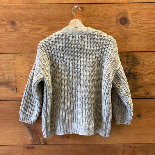 O/S - Babaa Light Gray Babaa Womens V-Neck Eco Wool Cardigan Sweater 0312IG