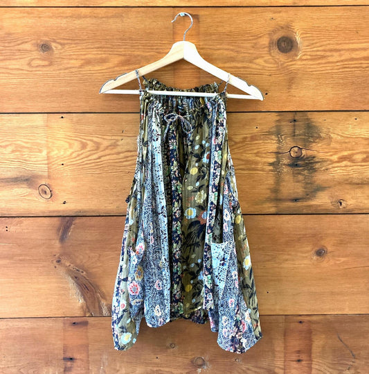 36 / S - Isabel Marant Orange Printed Silk Patchwork Boho Flowy Tank Top 1107VL